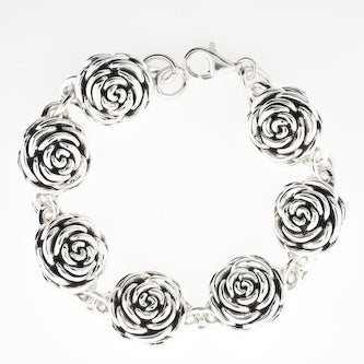 Sterling Silver Medium Rose Bracelet