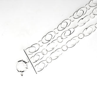 Three Row Loop Link Sterling Chain Bracelet
