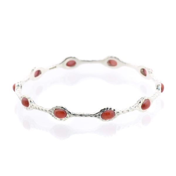 Red Stone Hammered Bangle