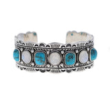 Sterling Turquoise and Moonstone Cuff