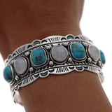 Sterling Turquoise and Moonstone Cuff