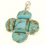 Turquoise Chunky Cross Sterling Silver Pendant