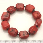 Red Coral Stretch Bracelet with Jet Beads