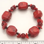 Red Coral Mixed Bead Stretch Bracelet