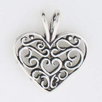 Sterling Silver Scroll Heart Charm