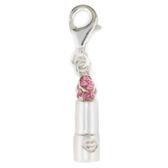 Lipstick with Pink Crystals Charm