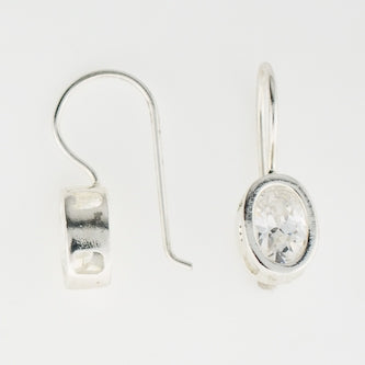 CZ Oval Drop Earrings