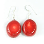 Large Red Coral Sterling Silver Earrings