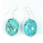 Simple Oval Turquoise Sterling Silver Earrings