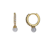 Pave CZ and Pearl Hoop