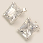 Large Faceted Clear CZ Rectangle Stud Earrings