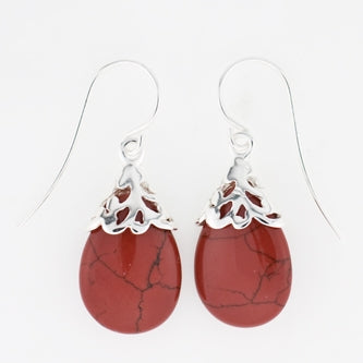 Red Stone Teardrop Earrings