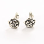 Small Reble Rose Sterling Silver Stud Earrings