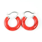 Small Red Stone Sterling Silver Hoops