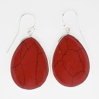 Red Stone Teardrop Earrings