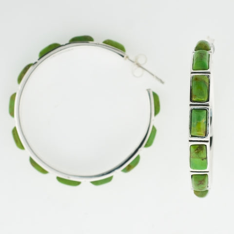 Large Lime Turquoise Hoops