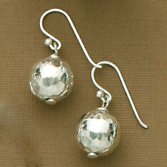 Hammered Sterling Silver Ball Dangle Earrings