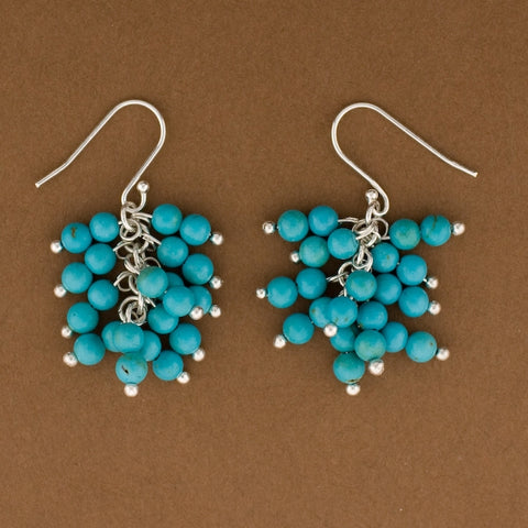 Turquoise Showers Sterling Silver Dangle Earrings