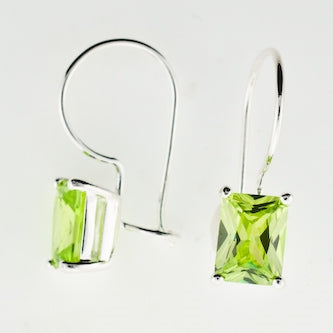 Floating Rectangle Green Apple CZ Earrings 6mm