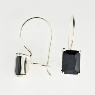 Floating Rectangle Black CZ Earrings 6mm