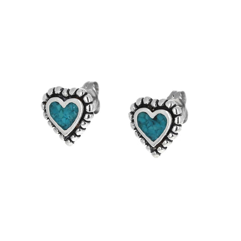 Sterling Silver Turquoise Heart Stud