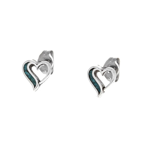 Inlaid Turquoise Heart Studs