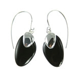Simple Black Onyx Sterling Silver Dangle Earrings