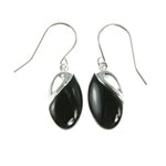 Oval Asymmetrical Black Onyx Earrings