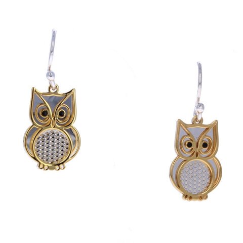 Owl Two Tone Earrings