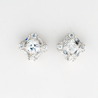 Born to Sparkle Square Clear CZ Earrings