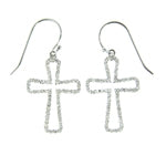 Clear Pave CZ Cut Out Cross Earrings