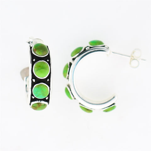 Lime Turquoise Studded Hoops