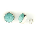 9mm Natural Stone Silver Earrings