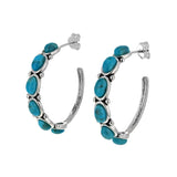 Oval Turquoise Studded Hoops