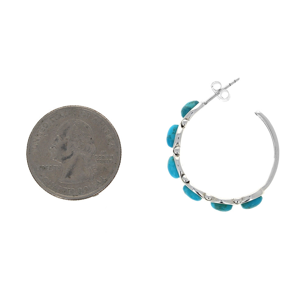 Oval Turquoise Studded Hoops