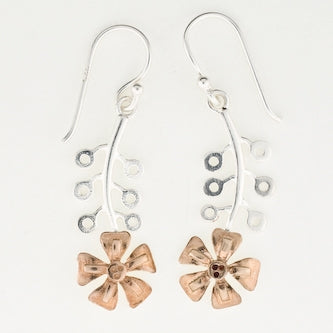 Two- Tone Sterling Silver Flower Garden Earrings