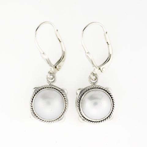 Grey Pearl Drop Earrings 925 Sterling Silver for Women Girls Long