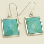 Large Faceted Rectangle Turquoise Dangle Earrings