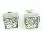 Small Woven Square Sterling Silver Stud Earrings