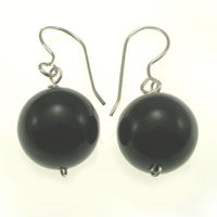 Black Onyx Round Bead Earrings