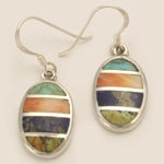 Oval Smooth Sterling Silver Multi Color Earrings