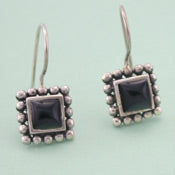 Delicate Black Onyx and Sterling Silver Earrings