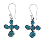 Five Stone Turquoise Cross Earrings