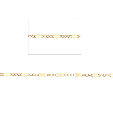 Flattened Link Cable Chain, Gold Filled