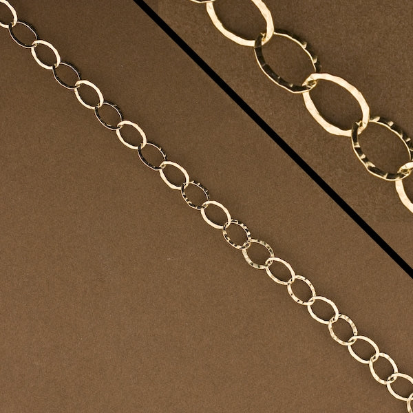 Gold Filled Hammered Oval Link Chain 6x7.5mm
