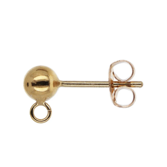 4mm Gold Filled Ball Stud Earring with Ring