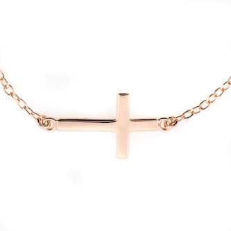 Small Smooth Sideways Cross Necklace