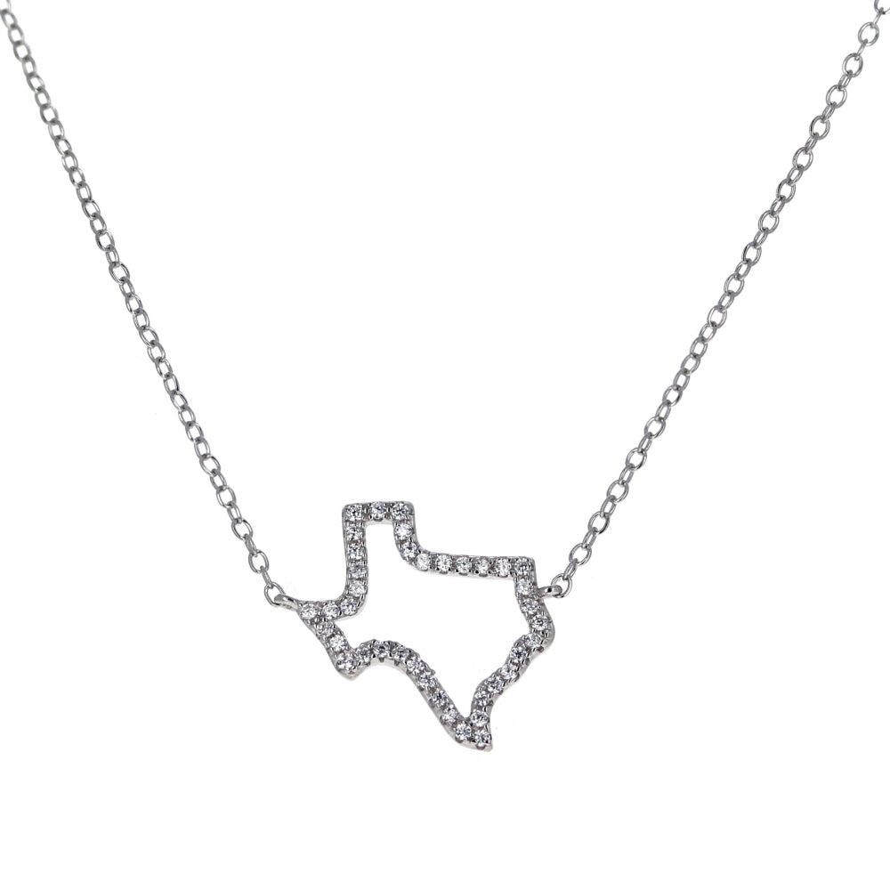 Texas Map CZ Necklace