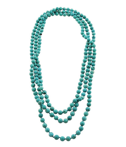 80 Inch Turquoise Knotted Necklace
