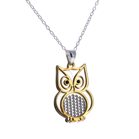 Owl Two Tone Necklace